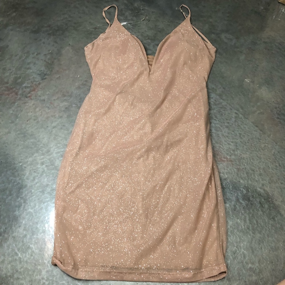 Sparkling tan body con dress (worn once)